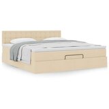 vidaXL Otomanski posteljni okvir z vzmetnico krem 160x200 cm blago | Shoptok.si