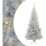 vidaXL Božično drevo med 300 LED z stojalom srebrna 180 cm PET | Shoptok.si
