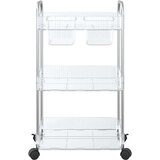 vidaXL Voziček za shranjevanje 3-nadstropna prozoren 37x28x68 cm akril | Shoptok.si