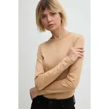 Calvin Klein Bombažna majica z dolgimi rokavi bež barva, K20K207572