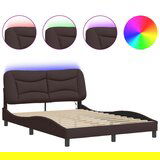 Furnova Posteljni okvir z LED brez vzmetnice temno rjav 140x200 cm, (21937994) | Shoptok.si