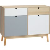 HOMCOM Večnamenska omarica v nordijskem slogu, dvokrilna omarica s predali za kuhinjo in predsobo, 100x40x79,5cm, večbarvna, (20754055) | Shoptok.si