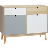 večnamenska omarica v nordijskem slogu, dvokrilna omarica s predali za kuhinjo in predsobo, 100x40x79,5cm, večbarvna, (20754055)