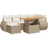 Maison Chic Seti vrtnega pohištva - Vrtna garnitura - Vrtni pohištvo set 7-delna z blazinami bež poli ratan, (21807640) | Shoptok.si