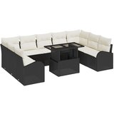 vidaXL 10 dijelni set sofe za vrt s jastučićima Crni poli ratan, 2-sjedalna sofa za vrt s pohranom i jastučićima Crni poli ratan Cijene