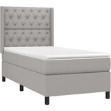  Box spring postelja z vzmetnico svetlo siva 80x200 cm blago, (20846618) | Shoptok.si