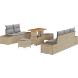  8-delni vrtni kavč set z blazinami bež poli ratan akacija | Shoptok.si