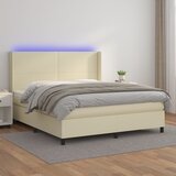  box spring s madracem LED krem 160x200cm od umjetne kože | shoptok.hr