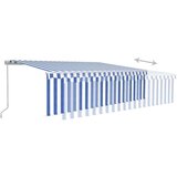  Tenda na ručno uvlačenje s roletom LED 5 x 3 m plavo-bijela | shoptok.hr