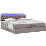  Otomanski okvir kreveta s madracima smeđesivi 200x200cm tkanine | shoptok.hr