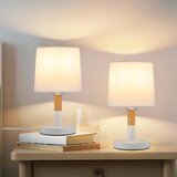 Nettlife Lampe de chevet Set de 2 lampes de table Salon - en bois E27 Douille Bedside Lamp Chambre à coucher Blanc, (22141539) | Shoptok.si