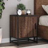  Noćni ormarić smeđi hrast 40x31x50 cm Konstruirano drvo i metal | shoptok.hr
