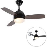 QAZQA Črn stropni ventilator z daljinskim upravljalnikom - Rotar Cene