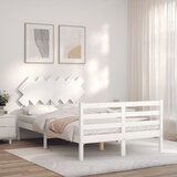 vidaXL Posteljni okvir z vzglavjem bel 4FT6 trden les | Shoptok.si
