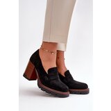 Kesi Women's heeled ankle boots made of eco suede black vinceza Cene