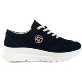 GOODIN Navy blue leather sneakers on a platform | ePonuda.com
