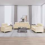 vidaXL 3-dijelni set sofa s jastucima krem od tkanine Krema Cijene