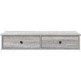 vidaXL Stenska polica s predali siva sonoma 100x37,5x19 cm inž. les | Shoptok.si