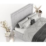 Maison de Rêve Svetlo siva oblazinjena zakonska postelja s prostorom za shranjevanje z letvenim dnom 160x200 cm Baleine – | Shoptok.si