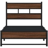 vidaXL Metalni okvir kreveta bez madraca smeđi hrast 100x190 cm | shoptok.hr