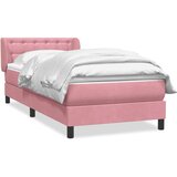 Box spring postelja z vzmetnico roza 80x220 cm žamet, (21793077) | Shoptok.si