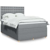  Krevet box spring s madracem svjetlosivi 140x200 cm od tkanine Slike