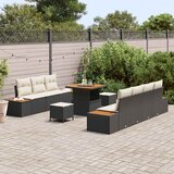 vidaXL Vrtna sedežna garnitura 10 pcs Črna poli ratan, (5000154340) | Shoptok.si
