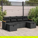 vidaXL 6-dijelni set vrtnih sofa s jastucima crni od poliratana | shoptok.hr