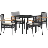 vidaXL set od 5 vrtnih blagovaonskih stolica s jastucima crni poliratan | shoptok.hr