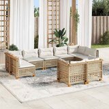  9-dijelni set vrtnih sofa s jastucima bež od poliratana 63.5 x 63.5 x 62 cm | Shoptok.si