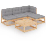 vidaXL Vrtna sedežna garnitura 5-delna z blazinami trdna borovina, (20704693) | Shoptok.si