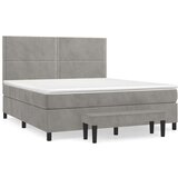  Box spring postelja z vzmetnico svetlo siva 160x200 cm žamet, (20900457) | Shoptok.si