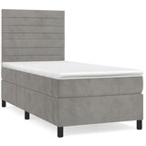 Box spring krevet s madracem svjetlosivi 80 x 200 cm baršunasti | shoptok.hr