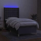  Box spring postelja z vzmetnico LED temno siva 90x200 cm blago, (20929616) | Shoptok.si