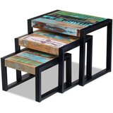  3-dijelni set uklapajućih stolića od masivnog obnovljenog drva | shoptok.hr