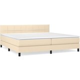  Krevet s oprugama i madracem krem 200 x 200 cm od tkanine | shoptok.hr