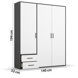 Rauch Möbel OMARA S KLASIČNIMI VRATI, siva, bela | Shoptok.si