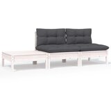 Maison Chic Seti vrtnega pohištva - Vrtna garnitura - Vrtni pohištvo set 3-delna z blazinami bela trdna borovina, (21810802) | Shoptok.si