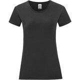 Fruit Of The Loom Iconic Black Women's T-shirt in combed cotton Cene