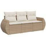 Maison Chic Seti vrtnega pohištva - Vrtna garnitura - Vrtni pohištvo set 3-delna z blazinami bež poli ratan, (21809856) | Shoptok.si