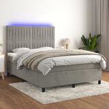 vidaXL Krevet box spring s madracem LED svjetlosivi 140x190 cm baršun Cijene