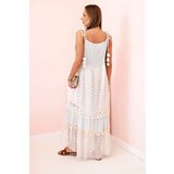 Kesi Włoski Women's boho dress with straps with embroidery and lace blue | Shoptok.si