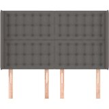  Vzglavje z ušesi sivo 147x16x118/128 cm umetno usnje, (20933654) | Shoptok.si