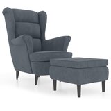  Fotelja s krilnim naslonom i tabureom tamnosiva baršunasta | shoptok.hr