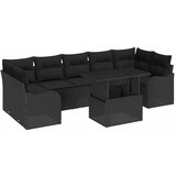 vidaXL Vrtna sedežna garnitura z blazino 8 pcs Črna poli ratan, (5000146283) | Shoptok.si