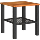  The Living Store Vrtna miza črna 40x40x42 cm poli ratan in akacijev les - Vrtna Miza, (21455556) | Shoptok.si