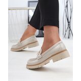 Resti Beige lacquered women's moccasins with chain Sotella - Footwear | shoptok.hr