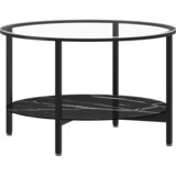  Stolić za čaj crni i crni mramor 70 cm od kaljenog stakla | Eponuda.com