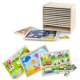 Viga drveni set slagalica, 12 slagalica po 24 komada. na postolju | shoptok.hr