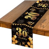 NIKCORP Namizni tekač za 30. rojstni dan črno zlat 40x140 cm | Dekoracija mize za zabavo | Pralni poliester za 2-4 osebe, (5000248156) Cene